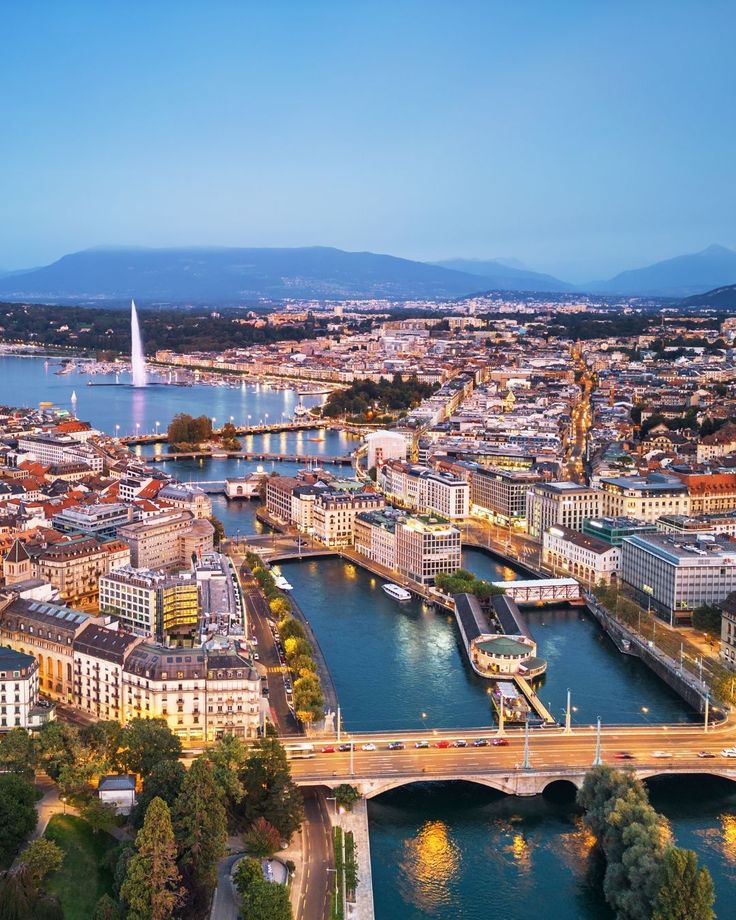 🌟 Evening magic in Geneva, Switzerland 🇨🇭 From…